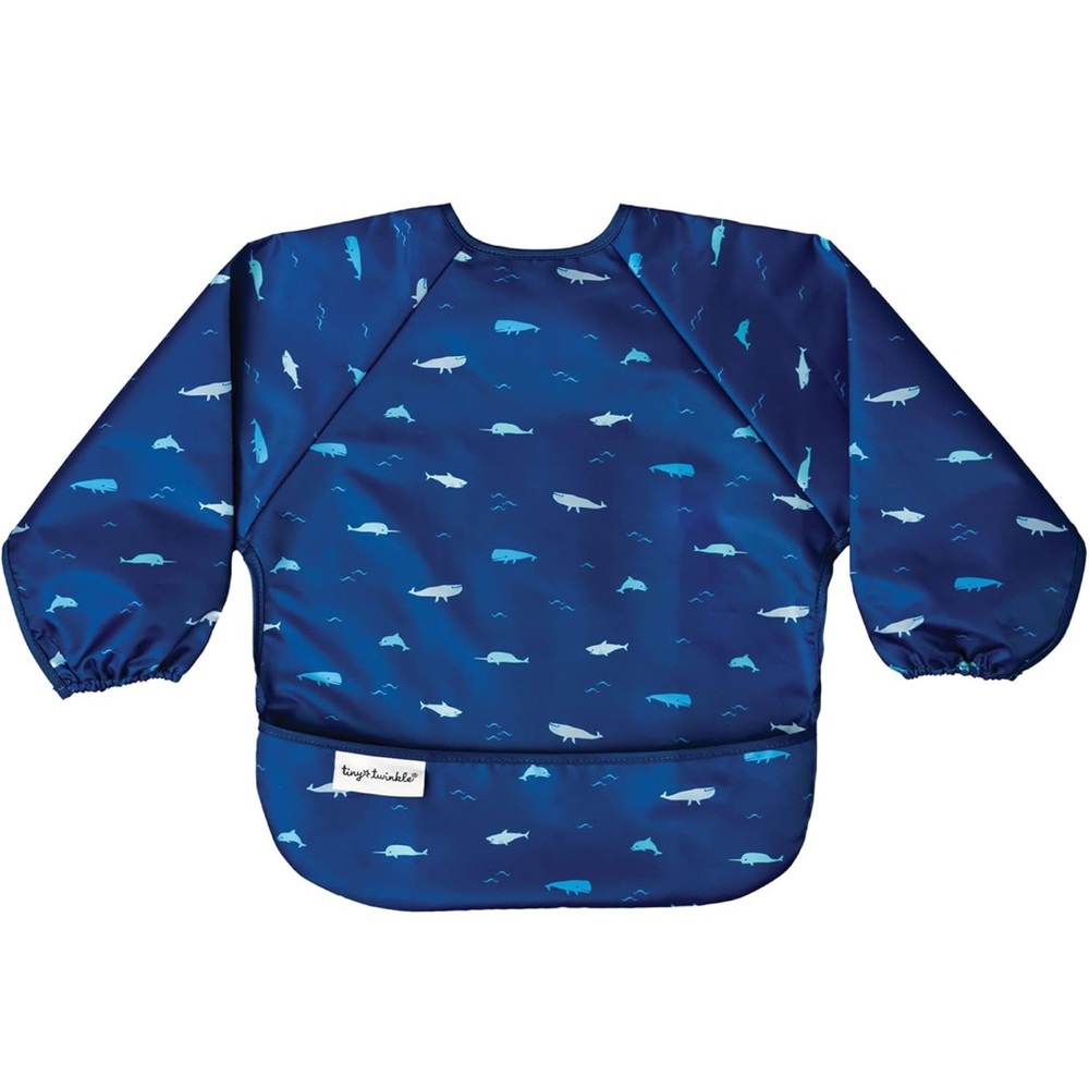 Navy Blue Whale Print Bib